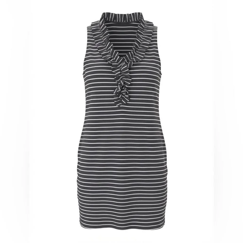 KATE SPADE WOMENS DRESS BLACK WITH WHITE STRIPES SIZE 4